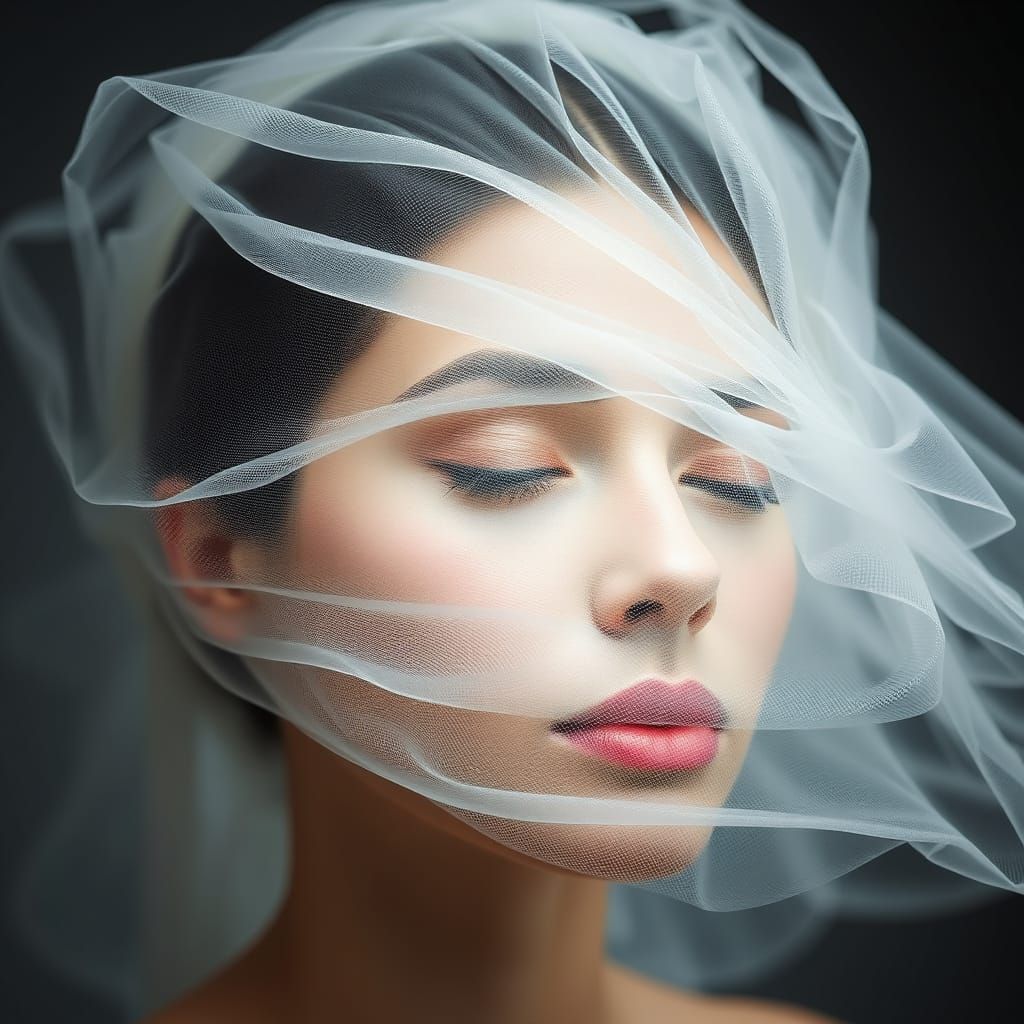 Abstract Tulle Bodyscape with Perfect Face