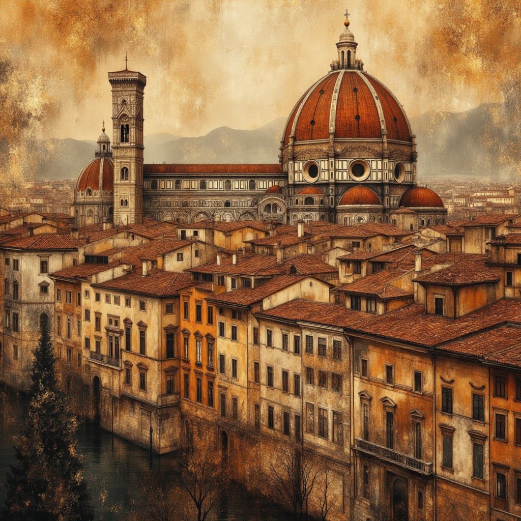 Florence Cityscape in Abstract Romanticism Style