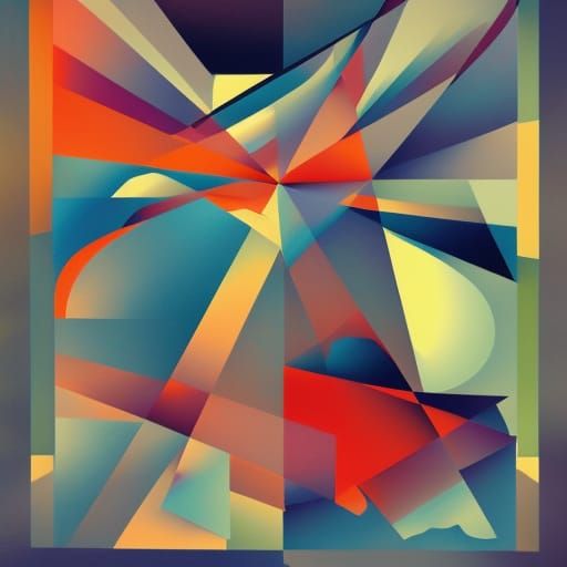 Geometric Fauvism: Ocean of Love in Cubist Style