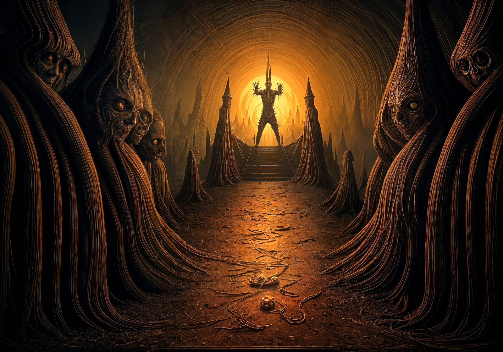 Surrealist Nightmare Scene in Dark, Muted Tones