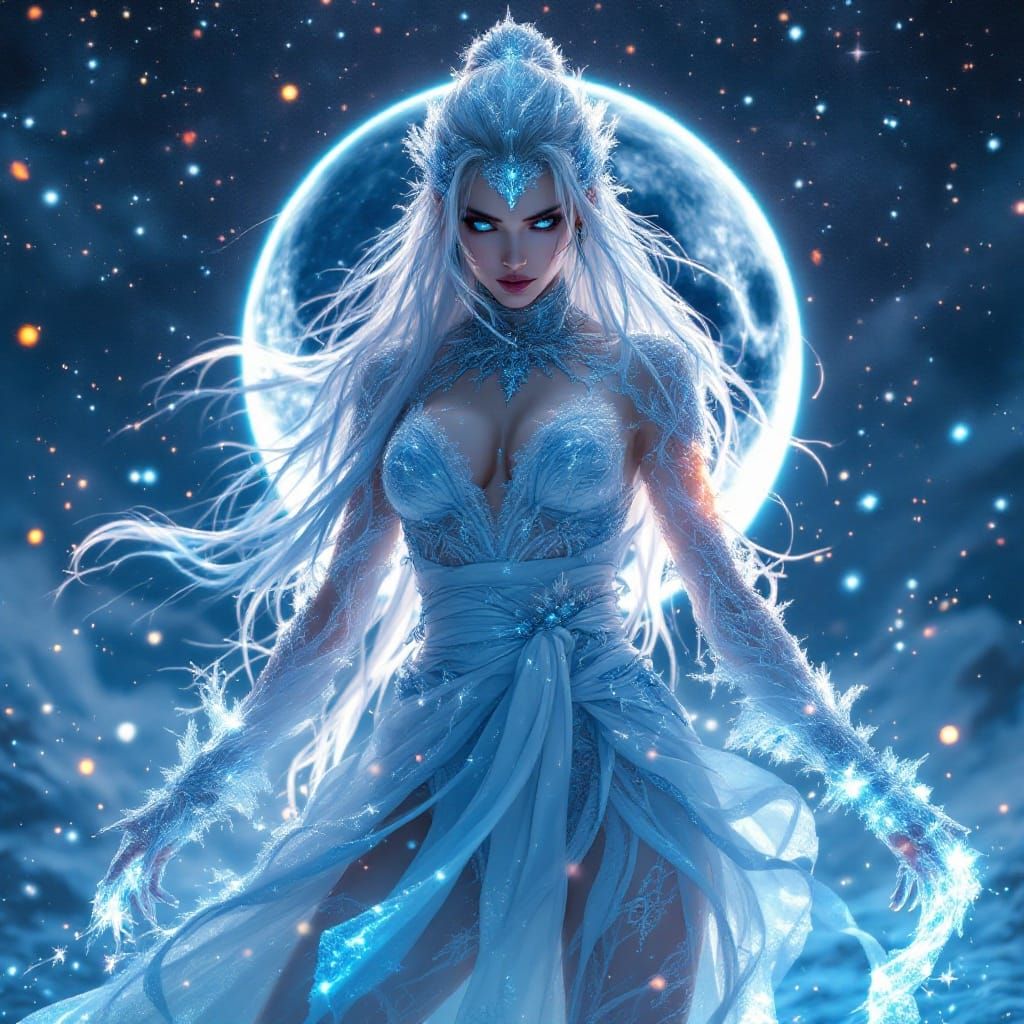 Ethereal Goddess of the Frozen Blue Moon Eclipse