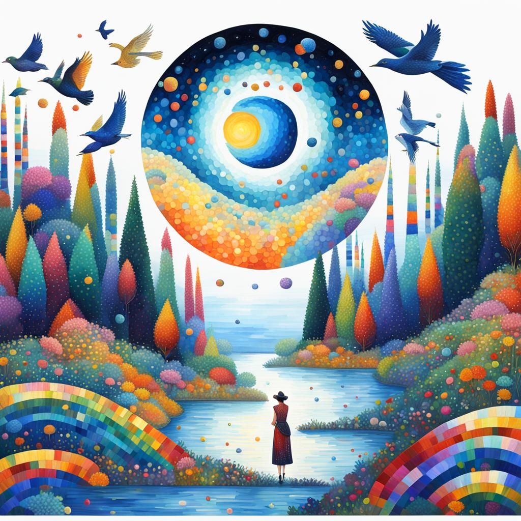 style Catherine Holman  +naive + colorful+ ar 16:9+ widescreen + 8render+ ultra 64 k Gustav Klimt Leonid Afremov Josephi...