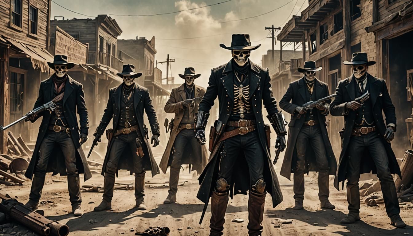 Skeleton Cowboys and Mobsters Clash in Dark Fantasy