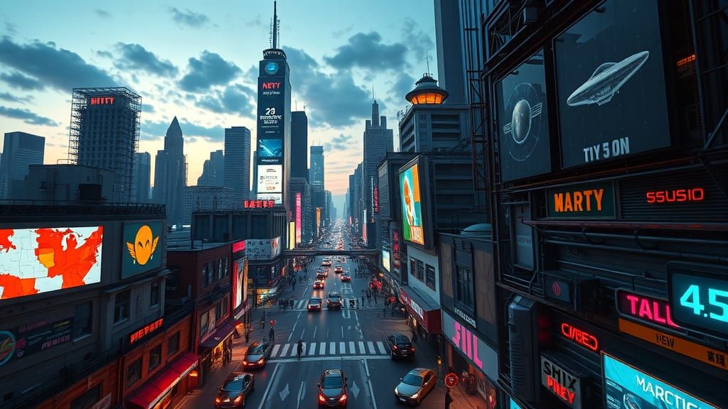 Futuristic Metropolis Panorama at Dusk