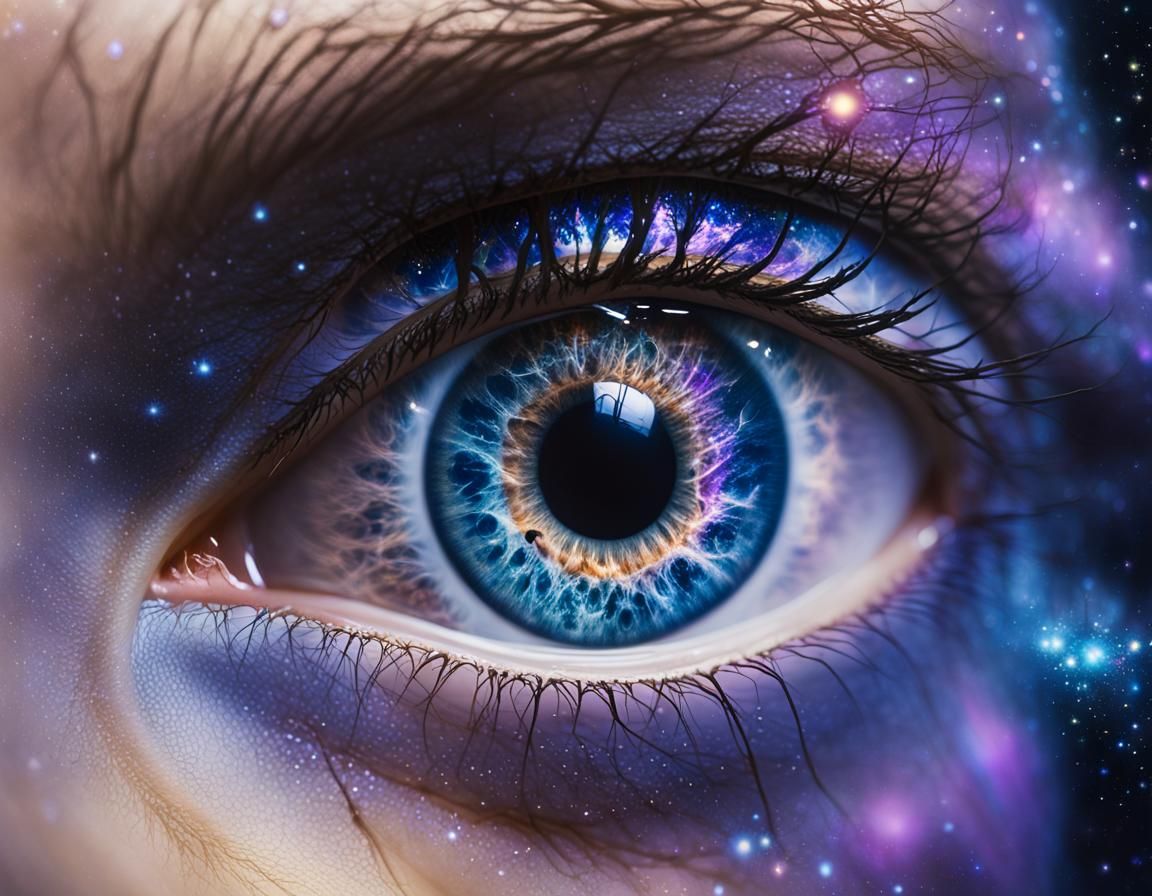 Milky Way Galaxy Reflected in Human Eye