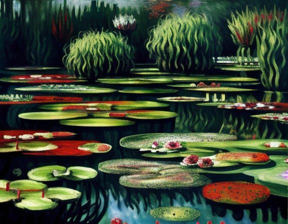 Peaceful Garden in Claude Monet Style