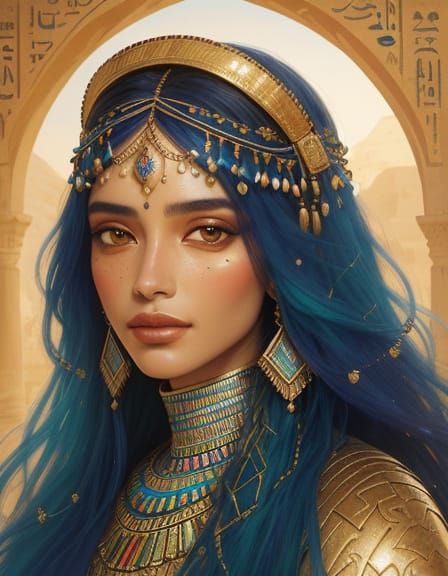Ethereal Egyptian Portrait in Golden Hour