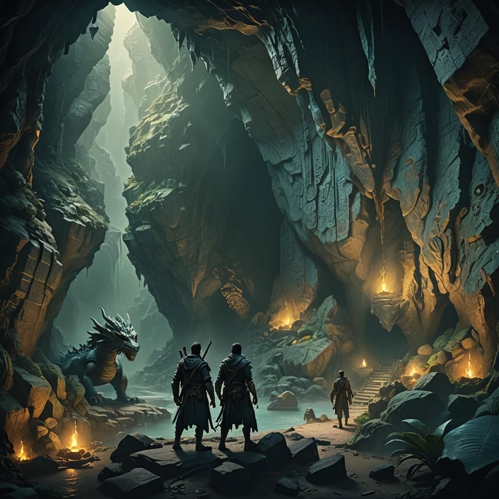 Dragon in Shadows: Cinematic Cave Exploration