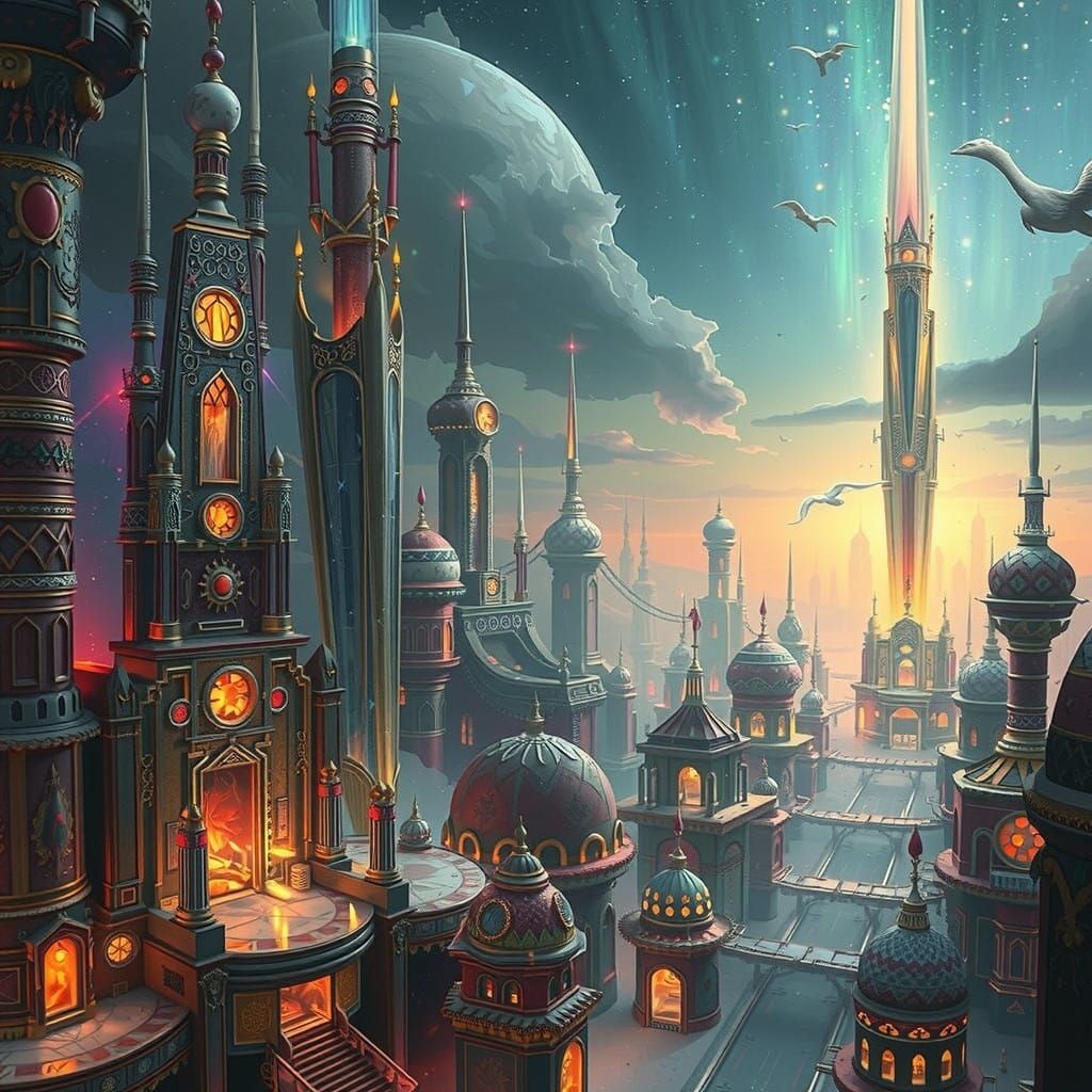 Ethereal Aurora Surrounds Shattered Meteorite in Frosty Tund...