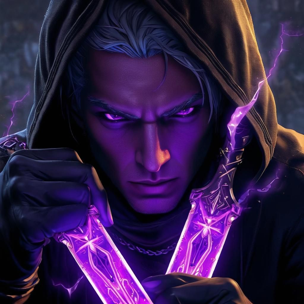 Dark Fantasy Rogue Attacks with Energy Daggers