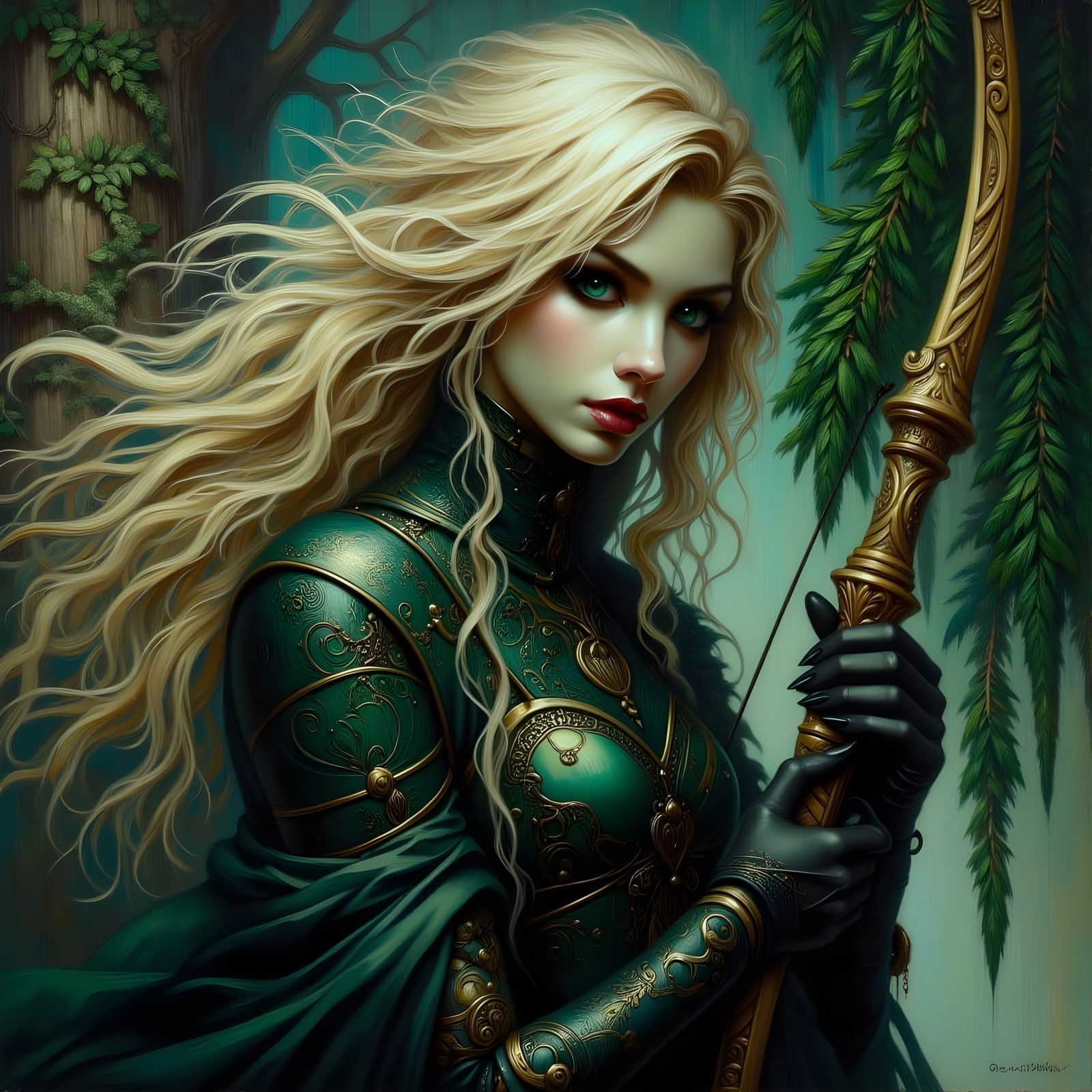 Norse Goddess of War in Romantic Goth Oil Painting