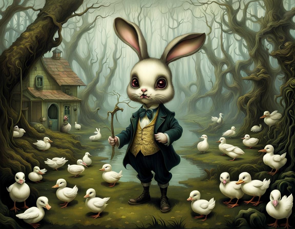 Creepy Cute Bunny-Duck Hybrid Concept Art