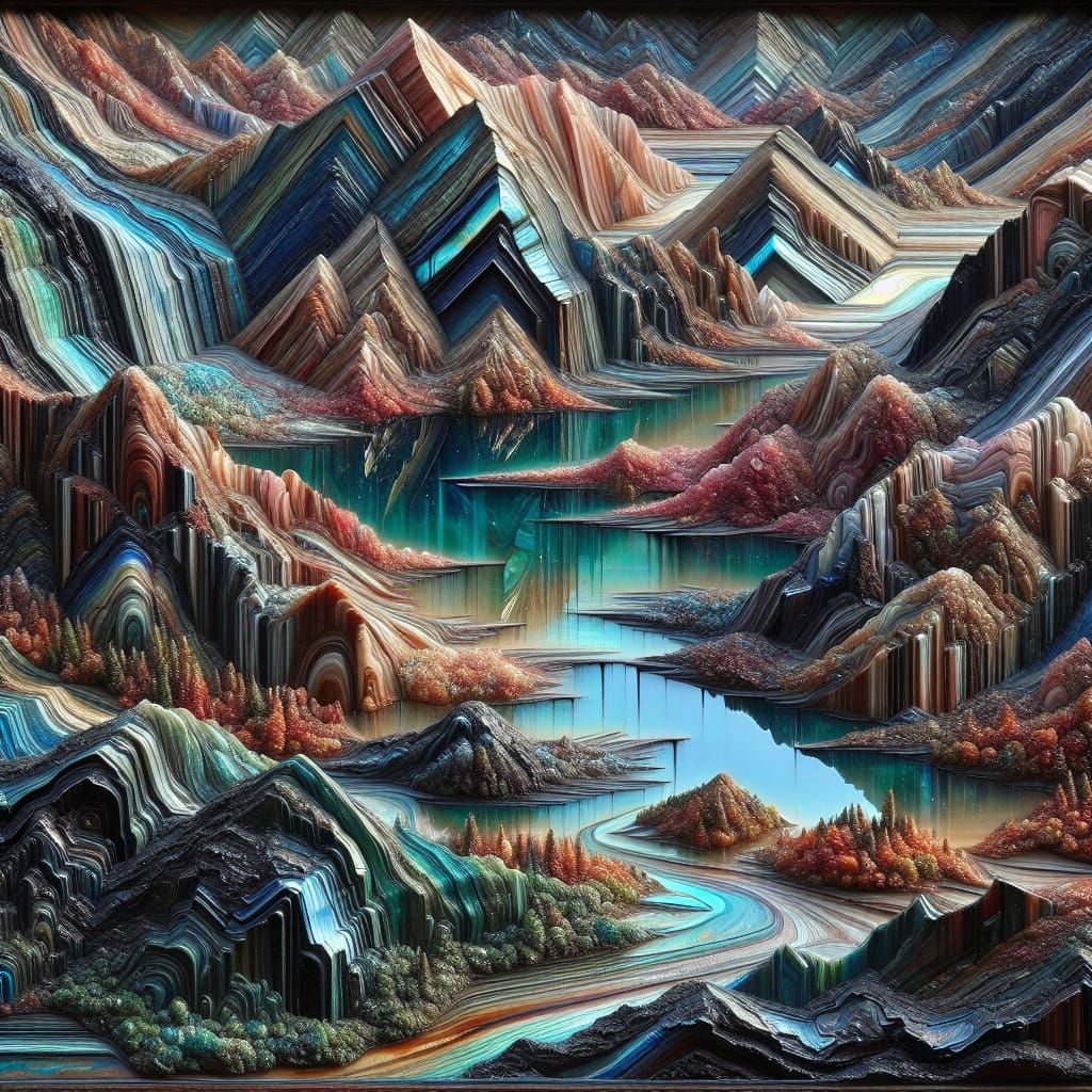 Lush Landscape in Labradorite, Moldavite and Jasper