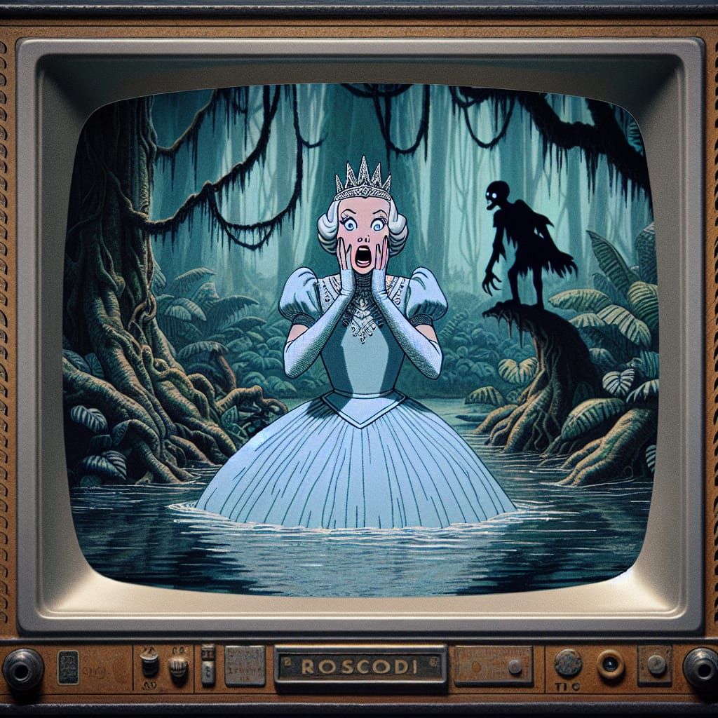 Mysterious Princess in Dark Jungle Scene