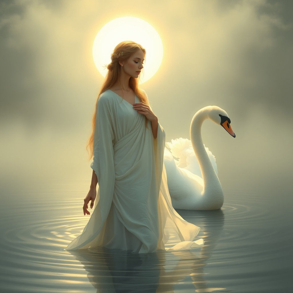 Swan Goddess in Dreamy Ethereal Style