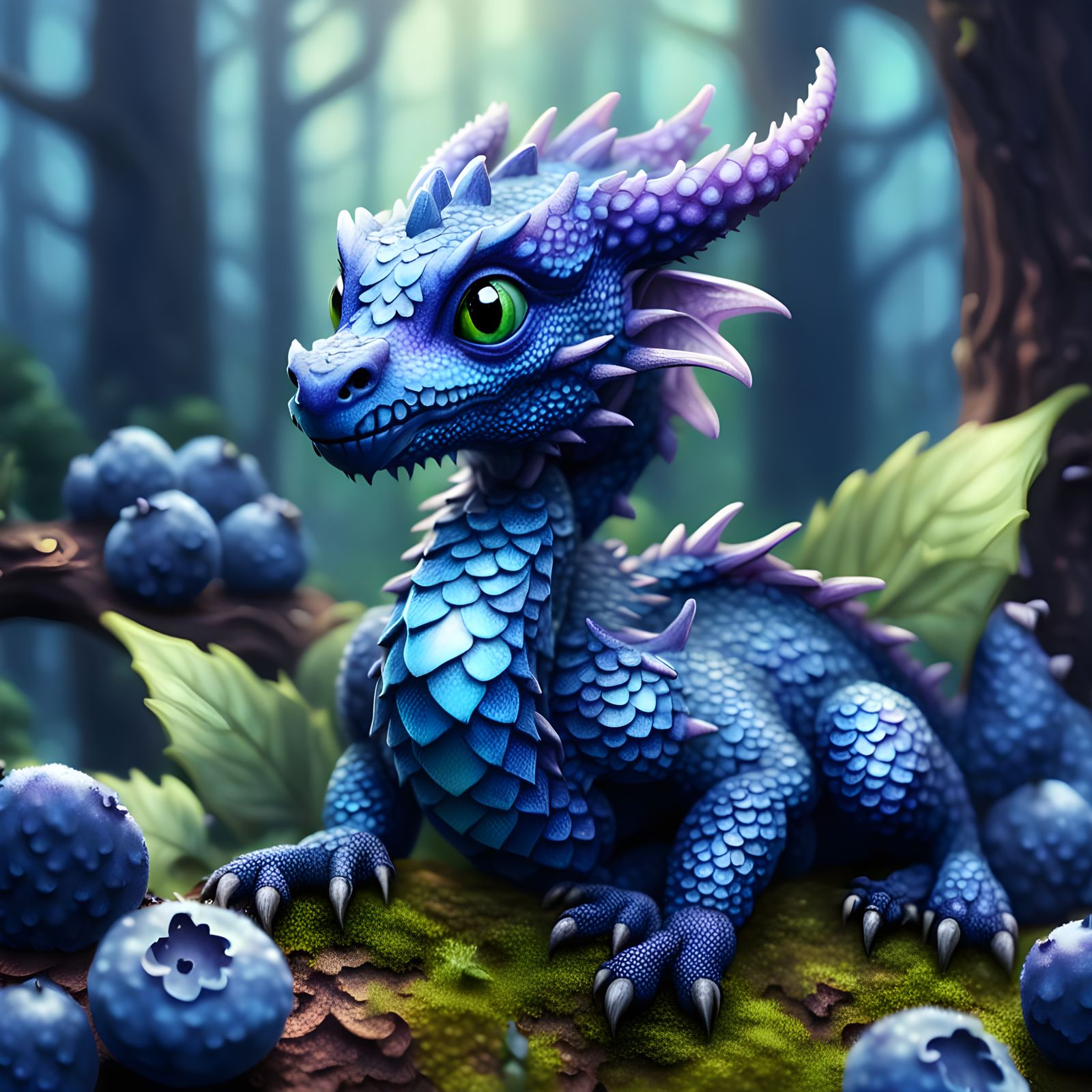 Teeny Tiny Blueberry Dragon Textural Fusion