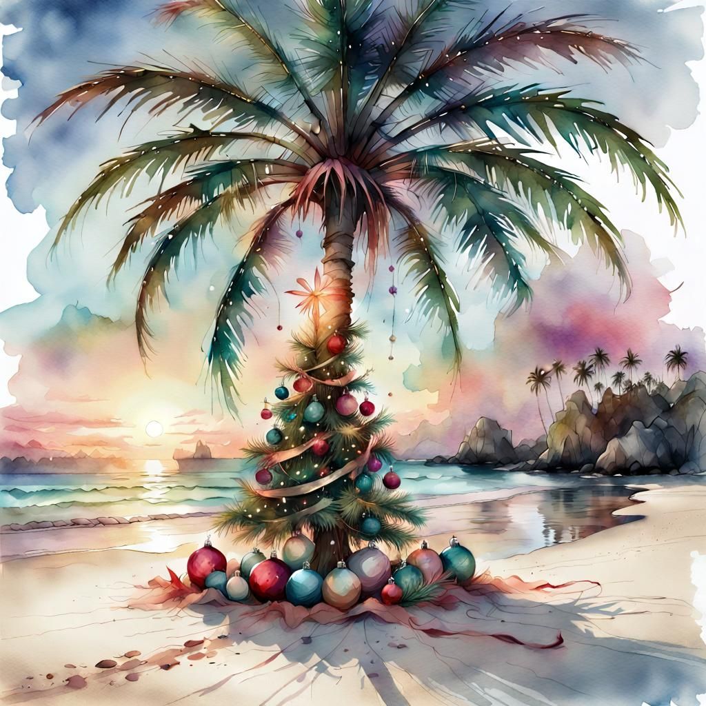 Christmas Palm Tree on Paradise Island