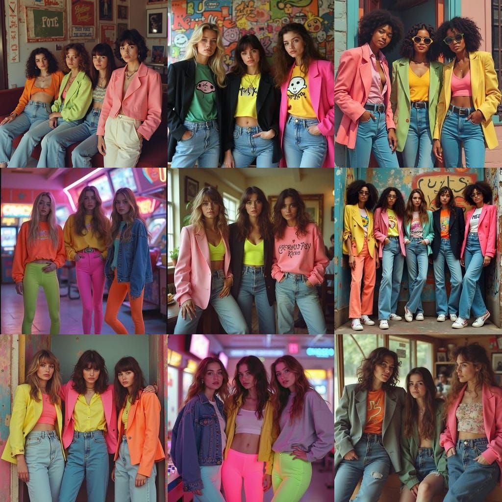 1980s Teenagers Hanging Out in Vintage Fashion