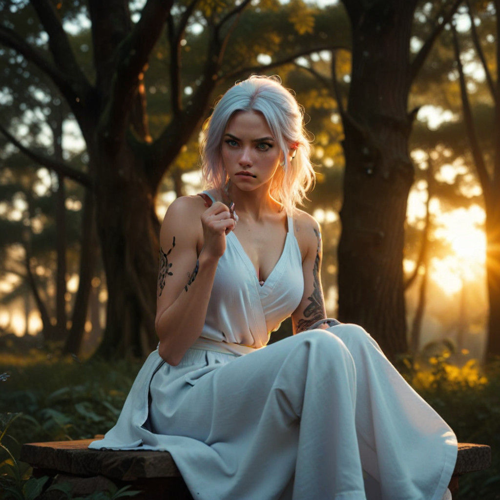 Realistic Anime Woman Trains in Martial Arts with Fierce Det...