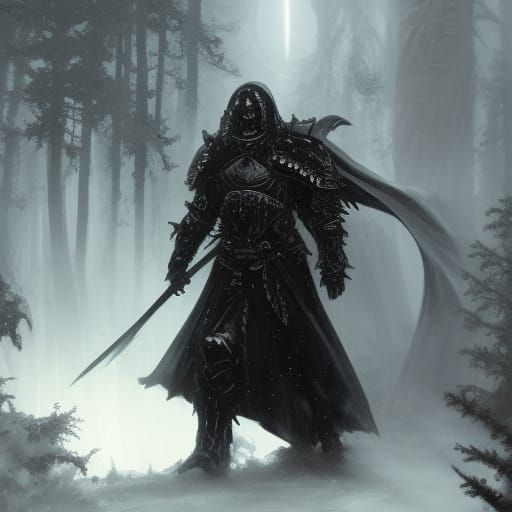 High Gothic Death Knight in Dark Forest