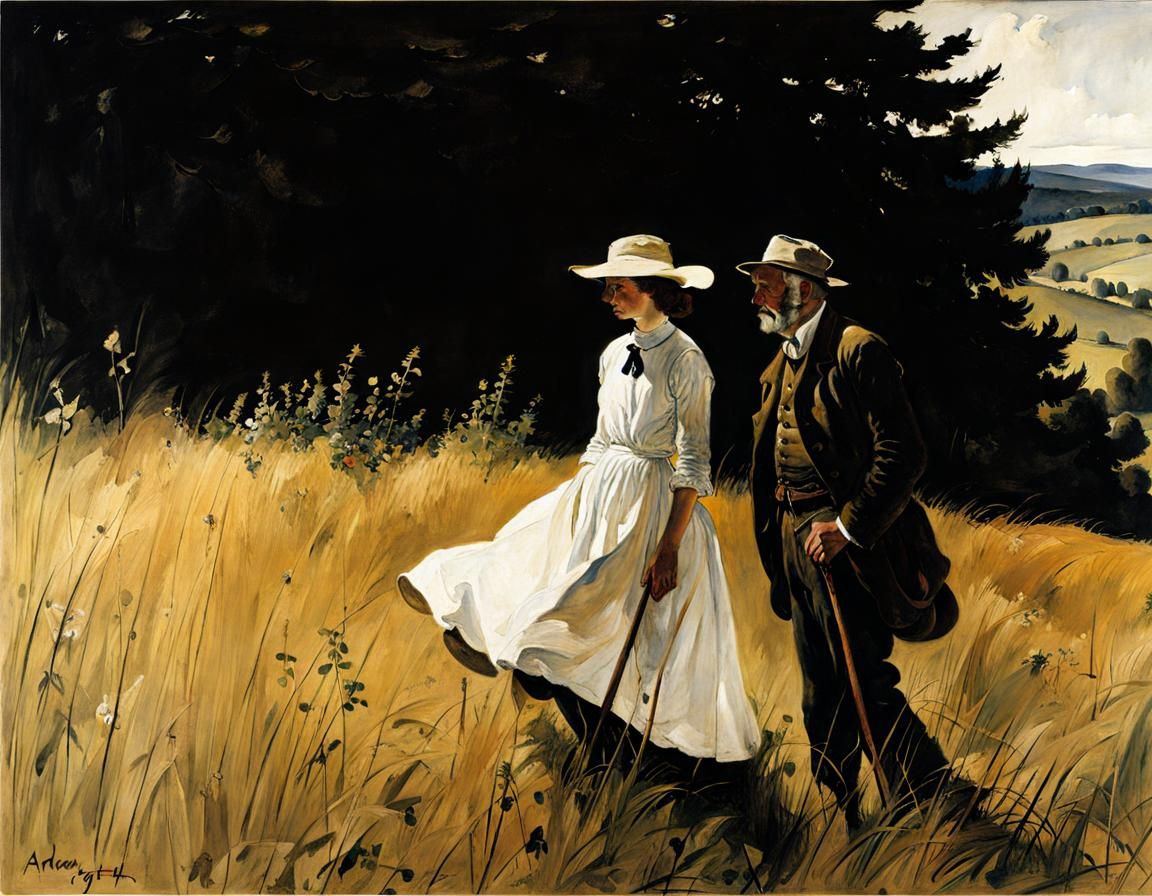 Evocative Rural Landscape in American Realism Style