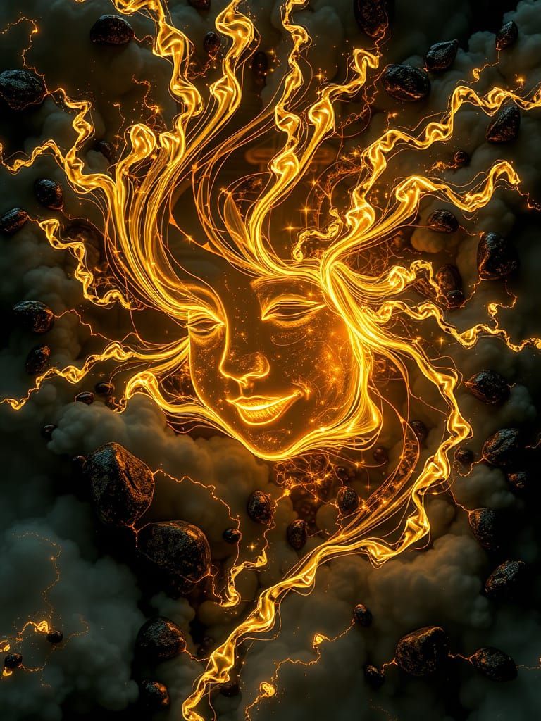 Bioluminescent Alcohol Ink Art: Ethereal Girl in Fractal Swi...