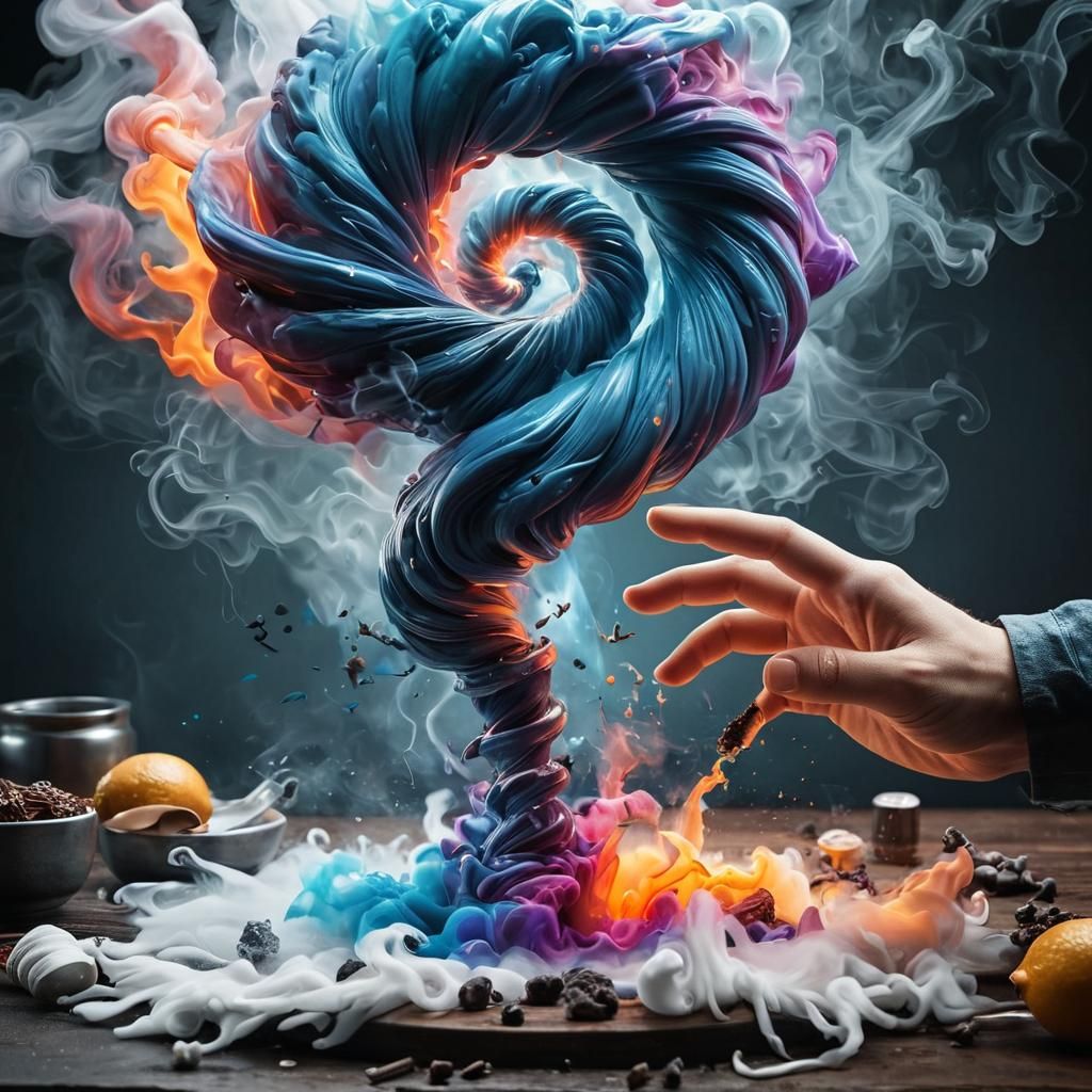 Liquid Smoke Tornado on Kitchen Bench