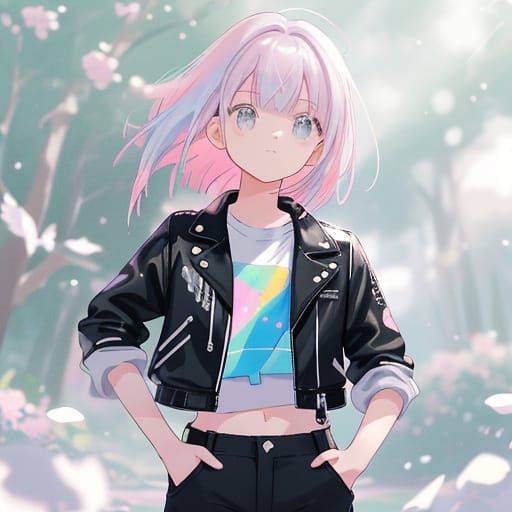 Romantic Anime Portrait in Pastel Pinks and Whites