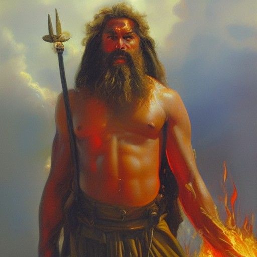 God of Fire: Oil Painting