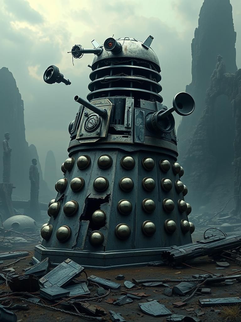Destroyed Dalek in Alien Landscape: Digital Matte Painting