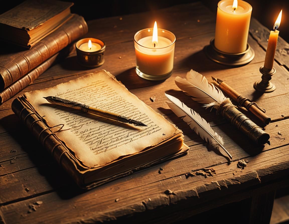 Nostalgic Still Life with Journal and Candle