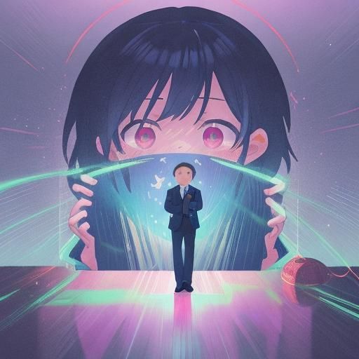 Bored AI Sits at Desk: Vibrant Anime-Style Art