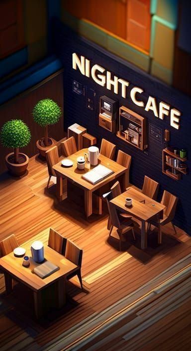 3D ISOMETRIC ART: NIGHTCAFÉ