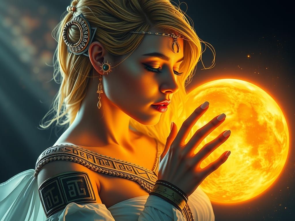 Radiant Energy Being Kisses Planet: 3D Digital Art