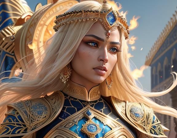 Celestial Chariot Guides Islamic Warrior: Mythic Illustratio...