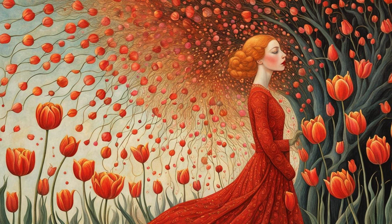 Surreal Goddess Blodeuwedd in Vibrant Whimsical Style