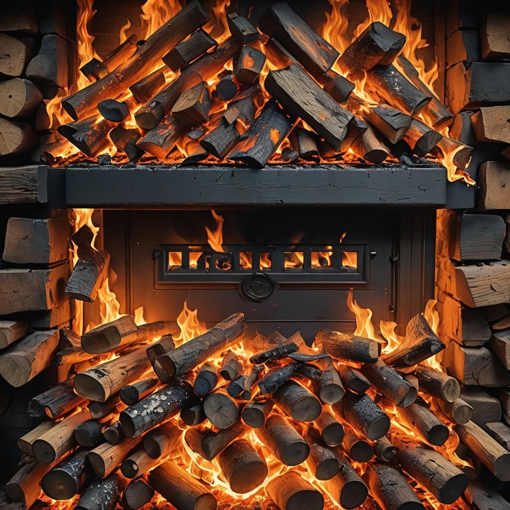 Dancing Flames in a Wood Stove: Fantasy Concept Art