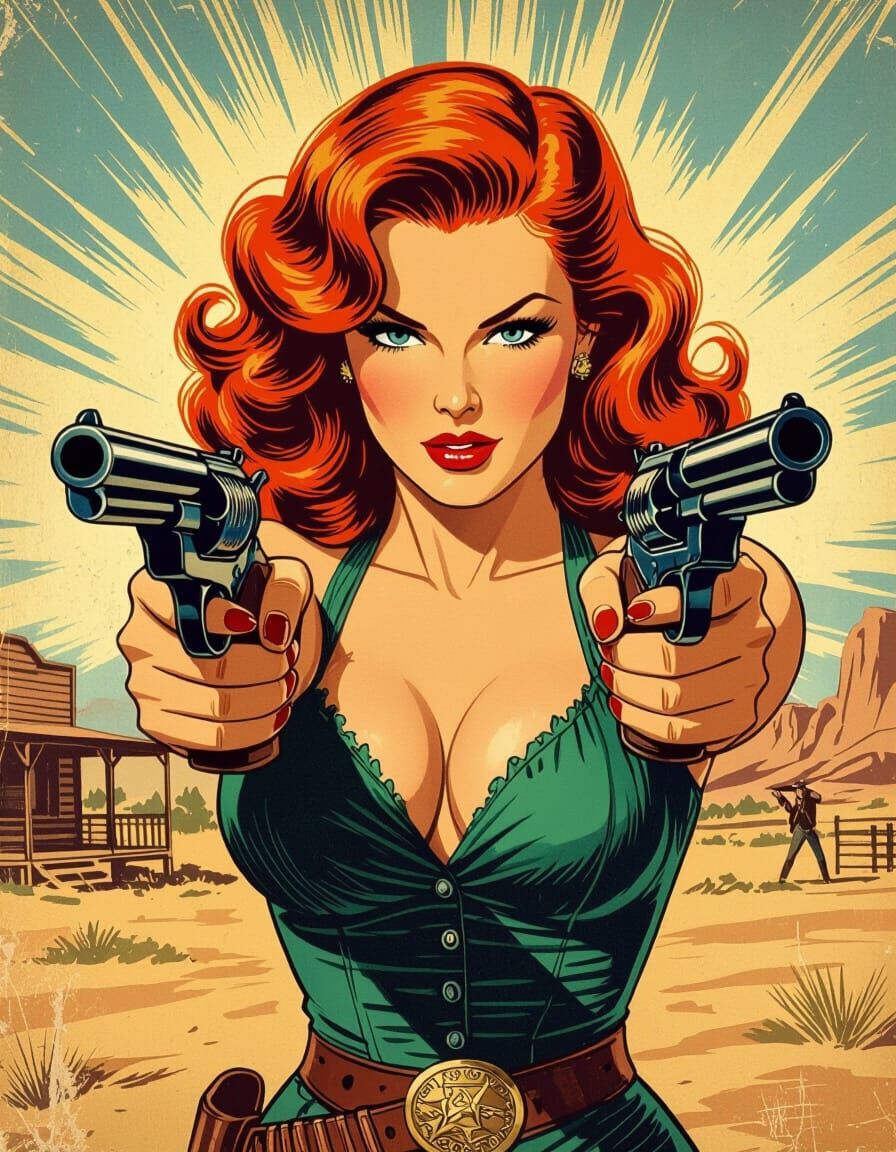Glamorous Starlet Shoots Pistols on Wild West Set