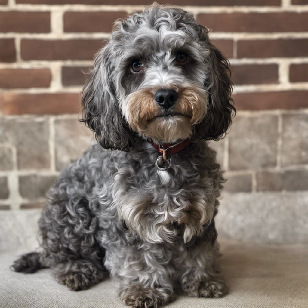 Grey and Black Cockapoo Puppy Portrait