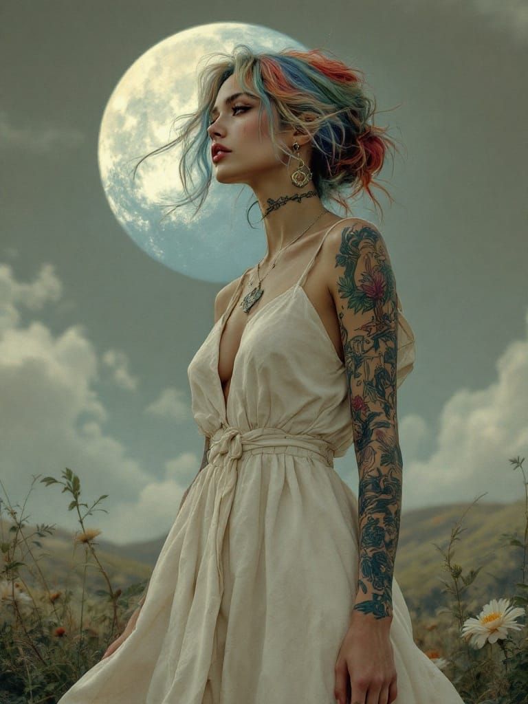 A Modern Goddess in Moonlit Splendor