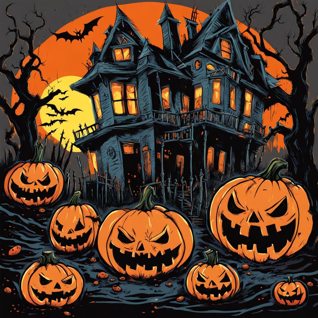 Halloween Street Art in Basquiat Style