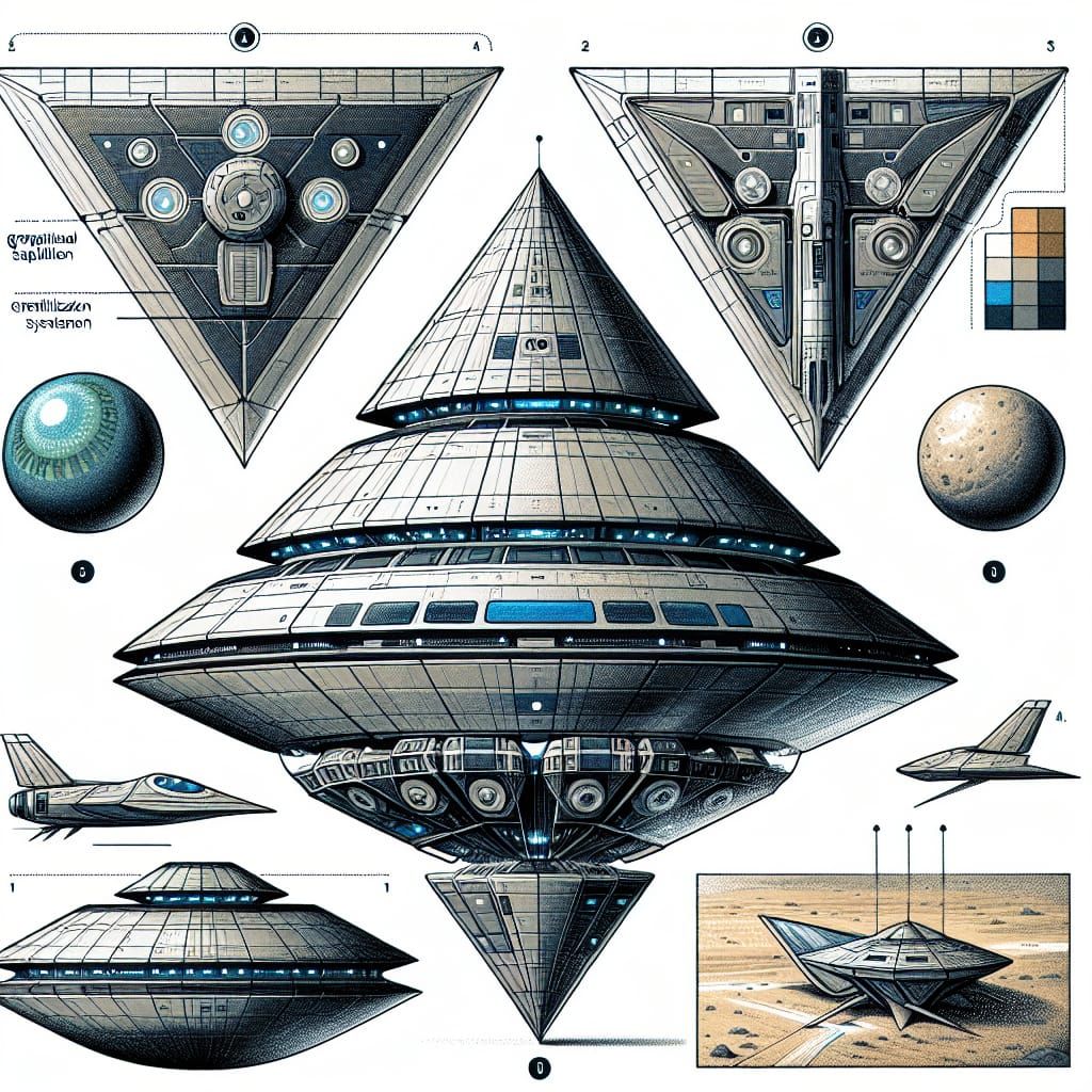 Sleek Inverted Pyramid Spacecraft with Advanced Gravitationa...