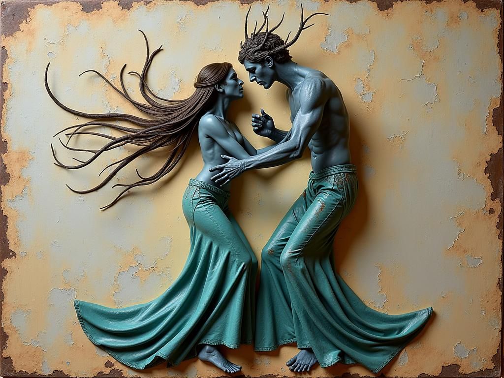 Dance of Joyous Sorrow: Ceramic and Leather Textures