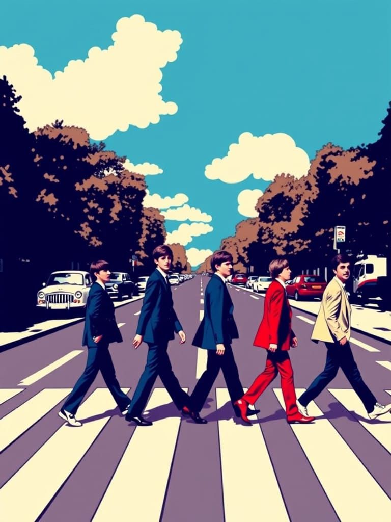 The Beatles in Pop Art Poster Style