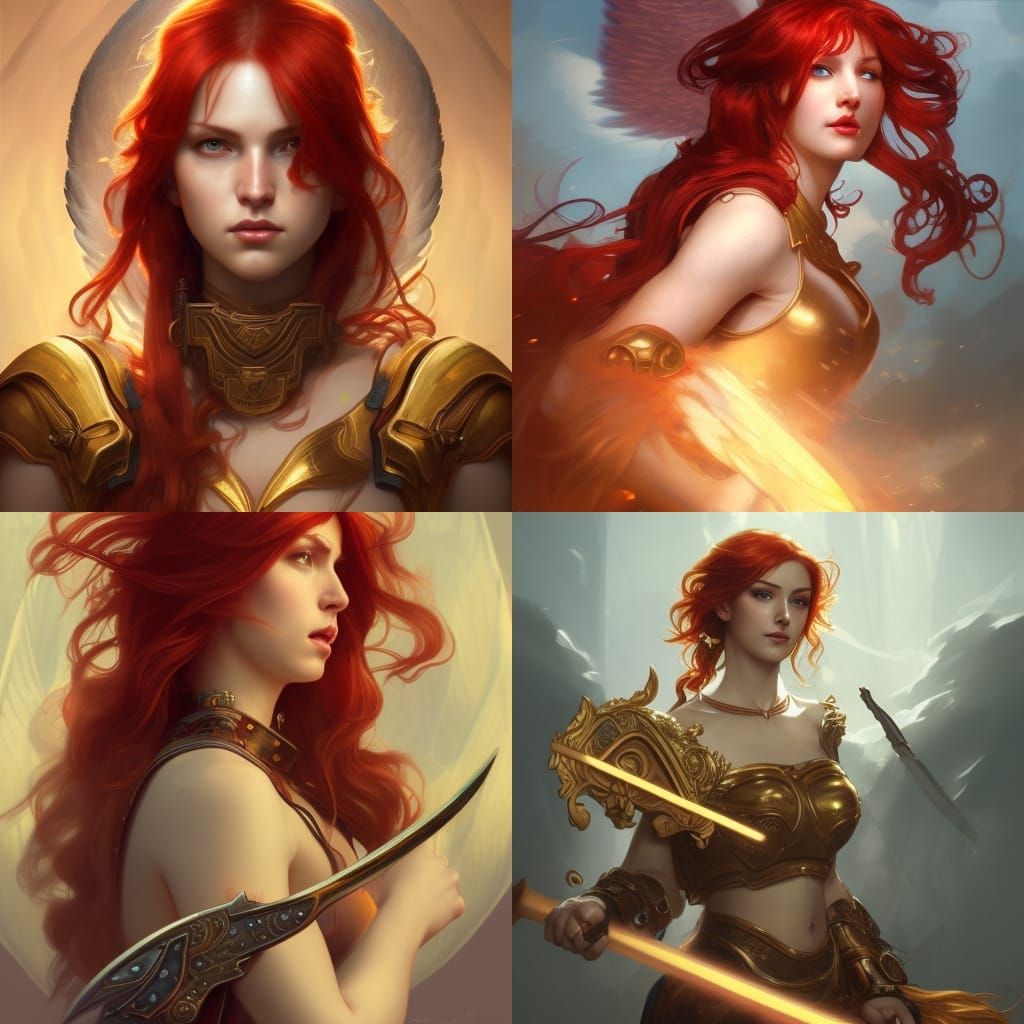 Angel Paladin Portrait with Frying Pan, Hyperdetailed Art