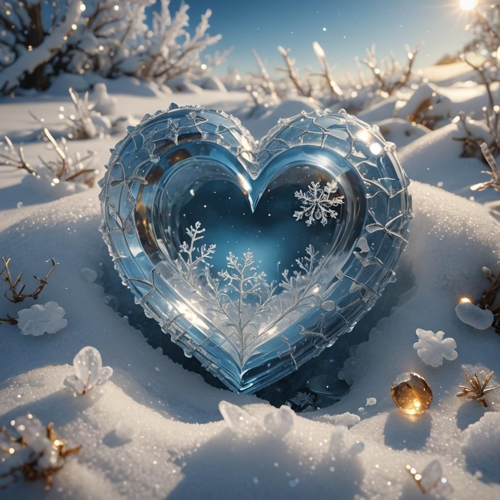 Crystal Heart Buried in Snow: Fantasy Concept Art