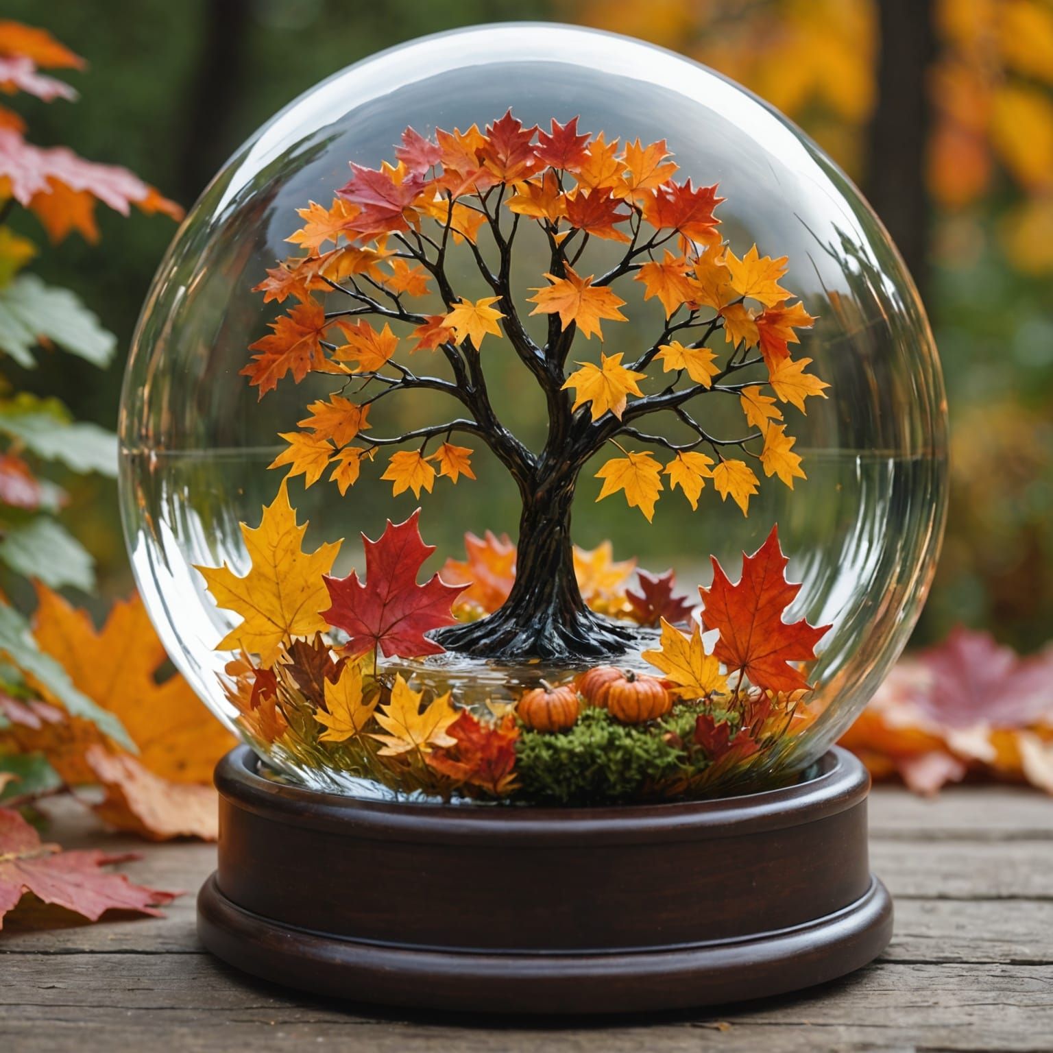 Autumnal Water Globe: A Seasonal Still Life
