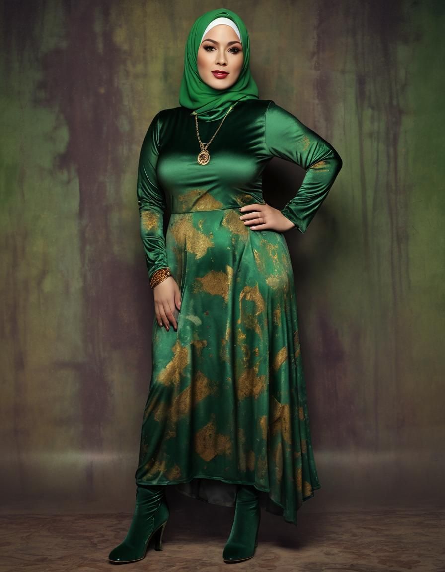 Psychedelic Watercolor Portrait of Woman in Green