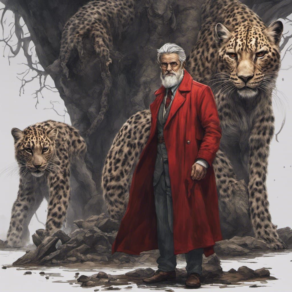 Doctor and Leopard Man Specimen, Detailed Digital Art