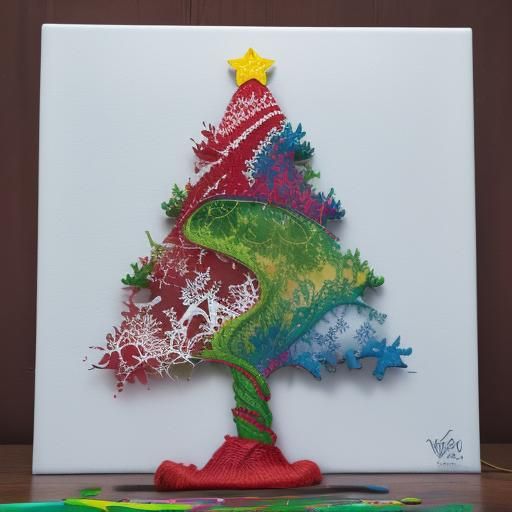 Unconventional Knitted Christmas Tree in Graffiti Art